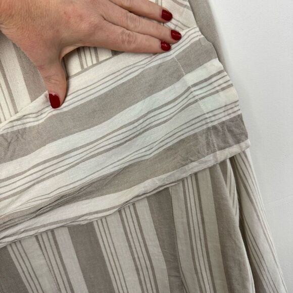 NWT Torrid Linen Striped Blazer White + Beige Coastal Light Size 0 12 Large - Picture 13 of 15